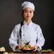 亚洲精品食品品鉴师王雅琳——白色厨师服，食品鉴别专业形象
